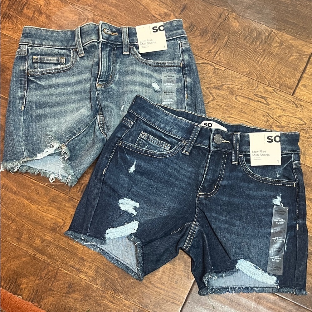SO Low Rise Midi Shorts in Blue Denim (2), size 1